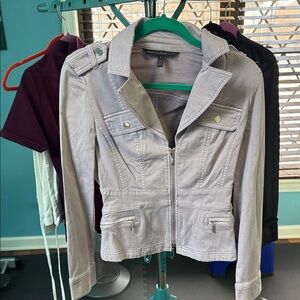 White House Black Market Soft Gray Jean Jacket